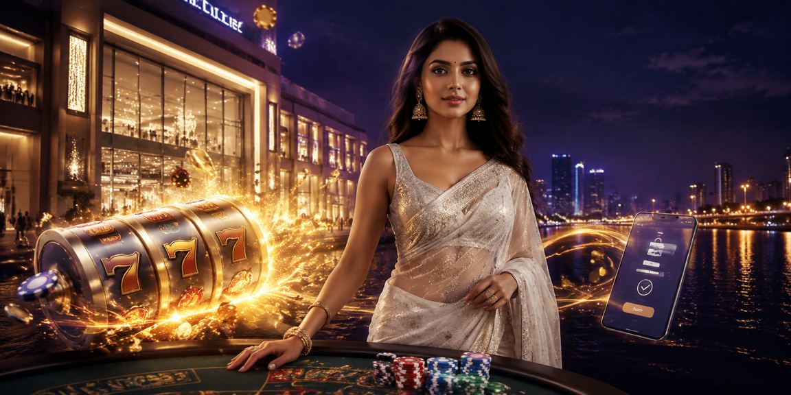 User playing slot game on mobile in Delhi with sari