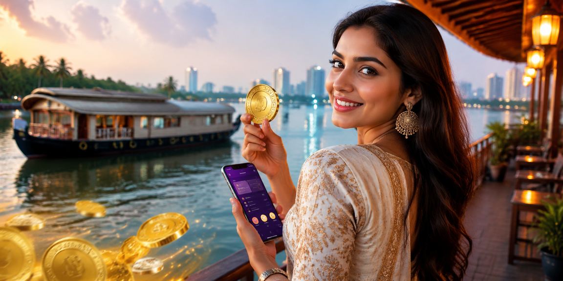 Kerala backwaters with betting platform ambiance